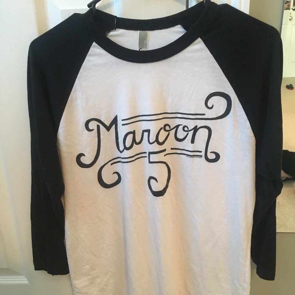 Maroon 5 Black & White Baseball Tee